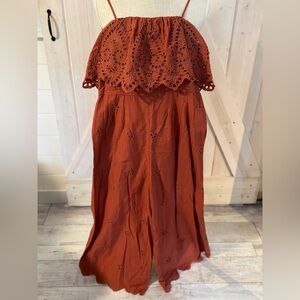Rust Orange Eyelet Jumpsuit